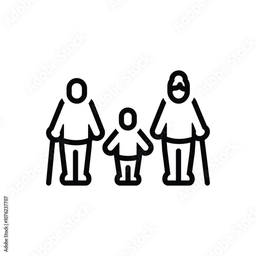 Black line icon for grandparents