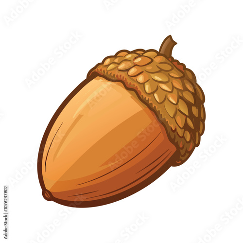 Vector Cartoon Color Brown Wild Acorn illustration