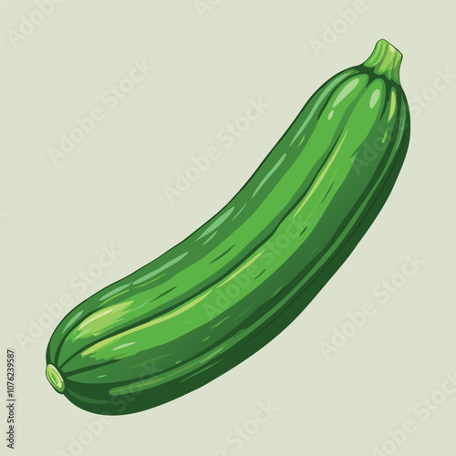 Vector Cartoon Dark Green Zucchini illustration