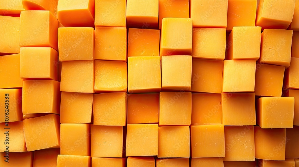 Bright Yellow Cheese Cubes in Abundant Arrangement Bright Yellow Cheese Cubes in Abundant Arrangement