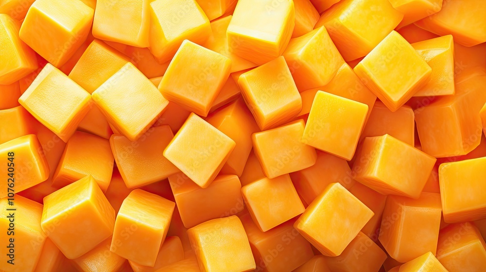Bright Yellow Cheese Cubes Background Texture Bright Yellow Cheese Cubes Background Texture