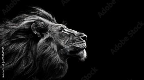 Majestic Lion Portrait in Black and White