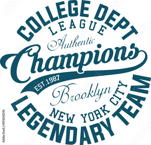 New York college vector label and print design for t-shirt Basketball graphic College Brooklyn typography Vector