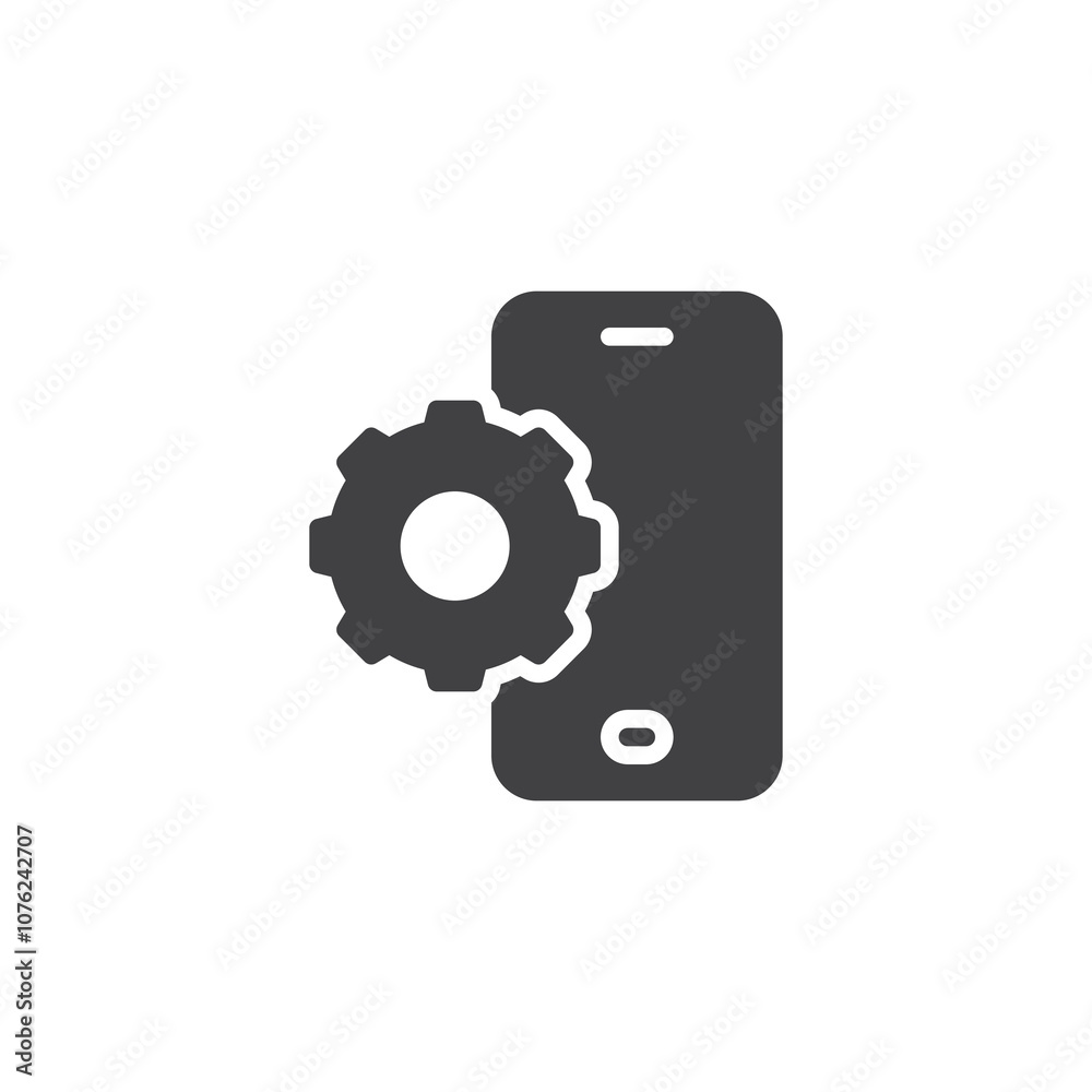 Smartphone with gear vector icon Smartphone with gear vector icon
