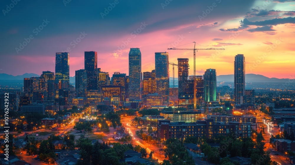 Obraz premium Denver Skyline at Sunset