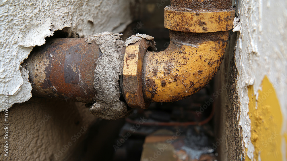 Rust ate through a steam pipe at the insulation, causing a gas leak. Rust ate through a steam pipe at the insulation, causing a gas leak.