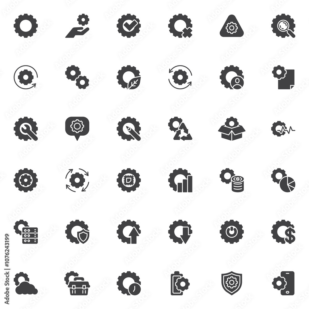 Settings Gear vector icons set Settings Gear vector icons set