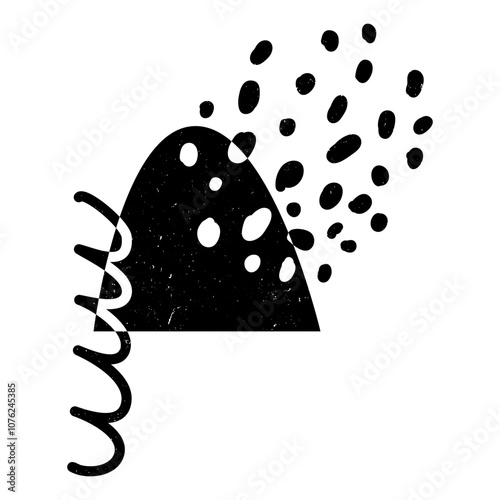 Abstract composition of black and white shapes with squiggles and spots. Flat vector illustration eps10