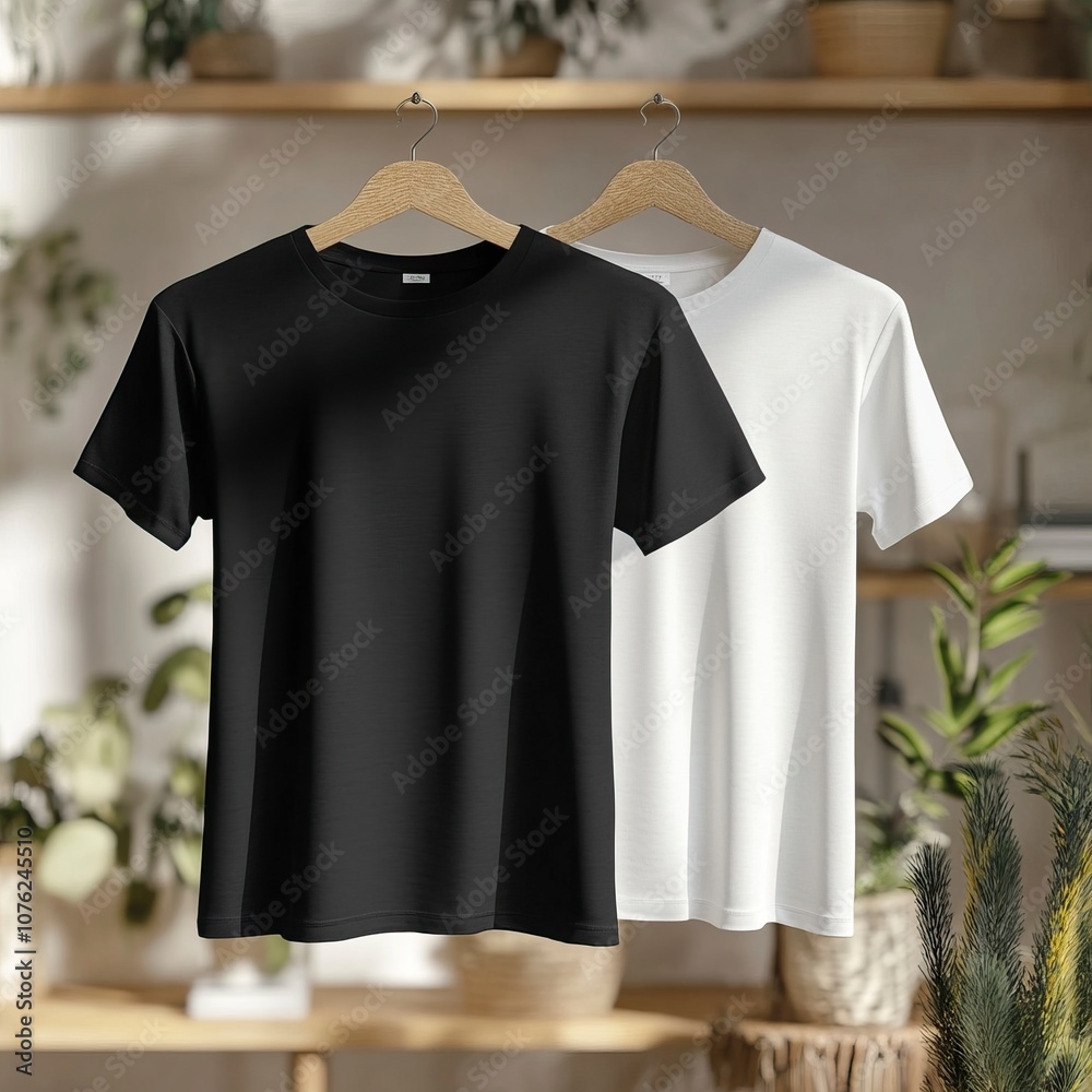 3 black tshirts one sided 1 white tshirt front and back mock up for fashion and display.generative ai 3 black tshirts one sided 1 white tshirt front and back mock up for fashion and display.generative ai