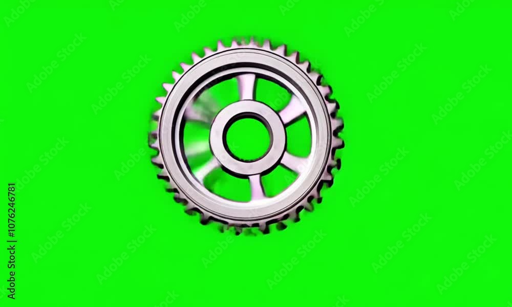 a motor cycle silver gear rotates on green screen a motor cycle silver gear rotates on green screen