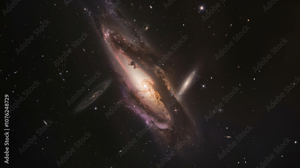 Fototapeta premium Nebula and galaxies in space. Abstract cosmos background