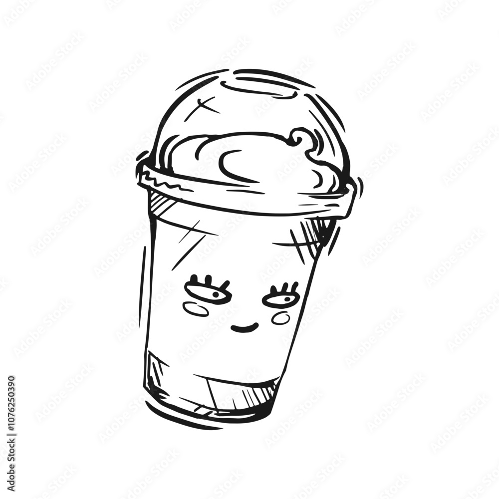 A cheerful sketch of a frosty beverage with whipped cream on top, illustrating a fun drink experience, perfect for warm days outdoors A cheerful sketch of a frosty beverage with whipped cream on top, illustrating a fun drink experience, perfect for warm days outdoors