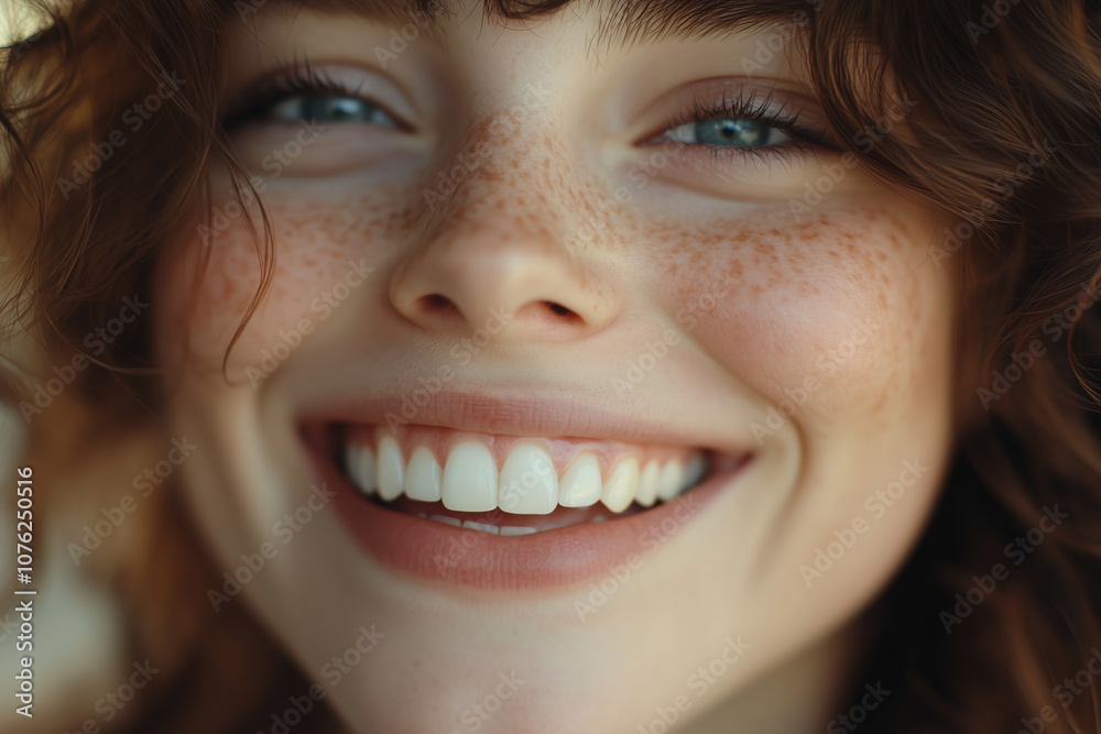 Smiling child and woman close-up portraits showcasing happiness and beauty