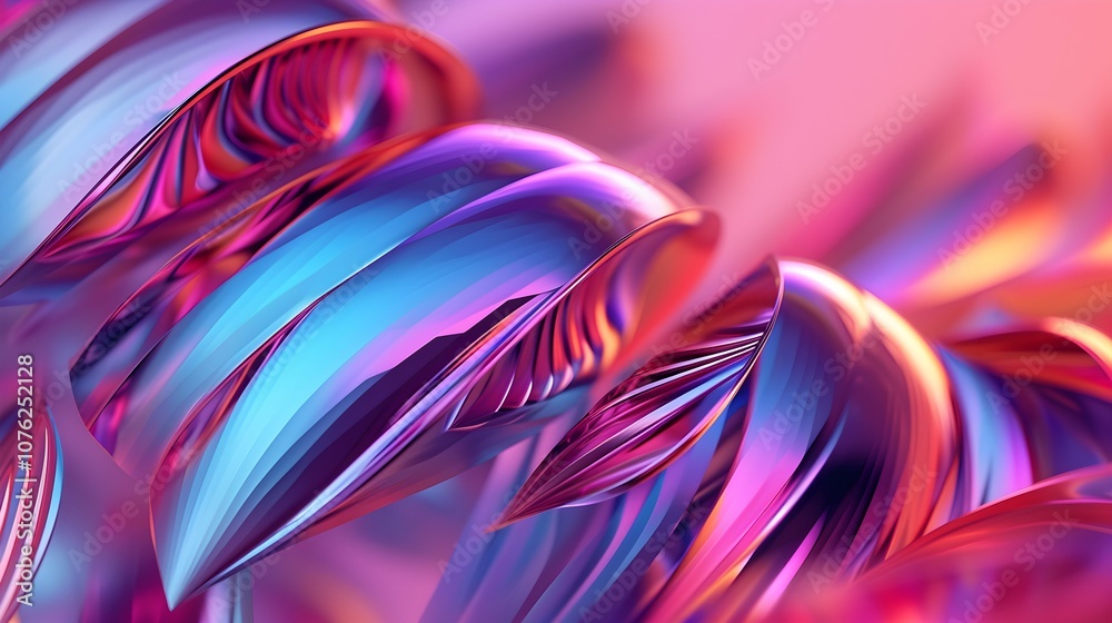 Abstract 3D Background Holographic twisted liquid 3d render glossy shape isolated on background. Generative AI Abstract 3D Background Holographic twisted liquid 3d render glossy shape isolated on background. Generative AI