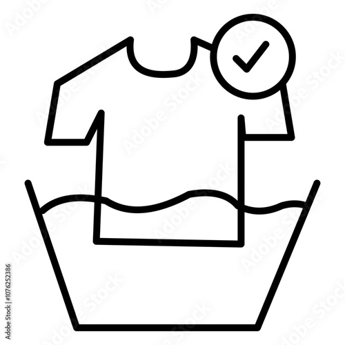  Minimalistic line art icon representing a washable. Simple, modern design with a clean aesthetic, perfect for indicating care instructions in product packaging or branding.