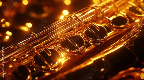 Golden Saxophone Close-Up in Warm Light