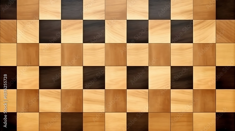 Wooden Checkerboard Pattern with Light and Dark Squares Wooden Checkerboard Pattern with Light and Dark Squares