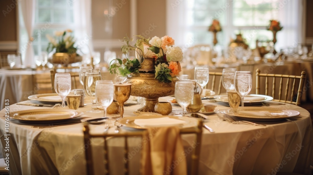 Elegant Table Setting with Gold Accents Elegant Table Setting with Gold Accents