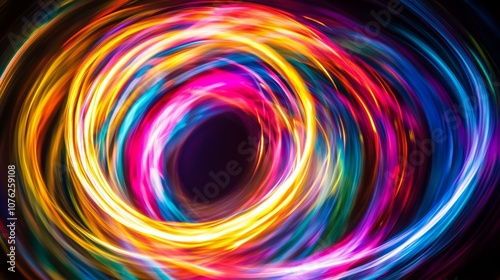 A vibrant, colorful circle of neon light, perfect for a dynamic video background.