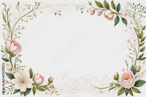 white flower frame, floral design, flower border