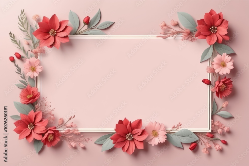 Floral frame with flowers, pink design Floral frame with flowers, pink design