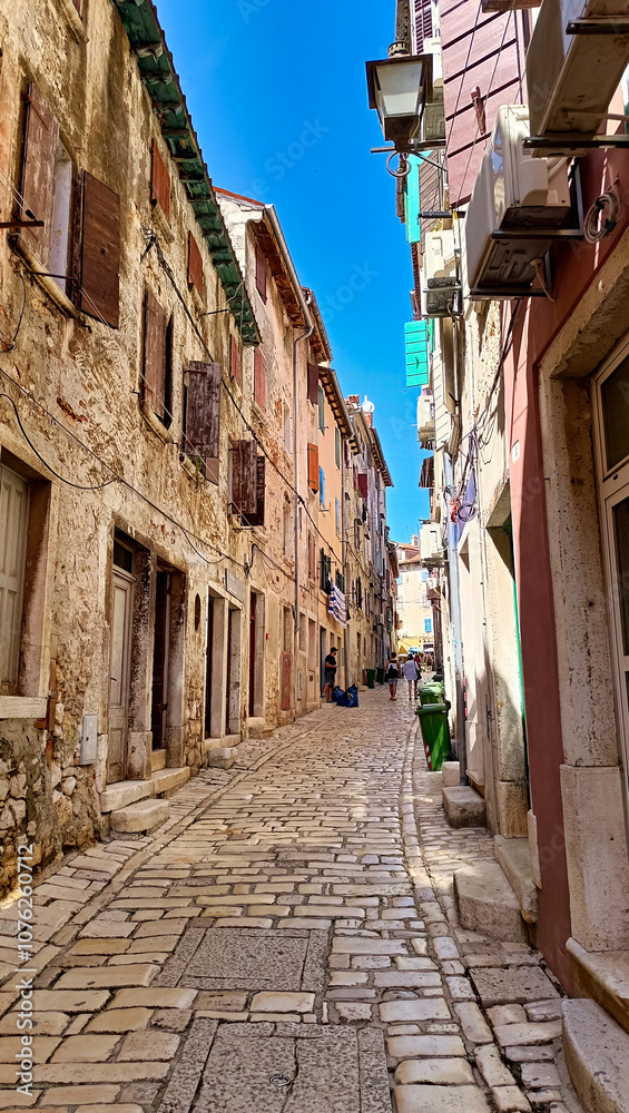 narrow street in the city of rovinj croatia