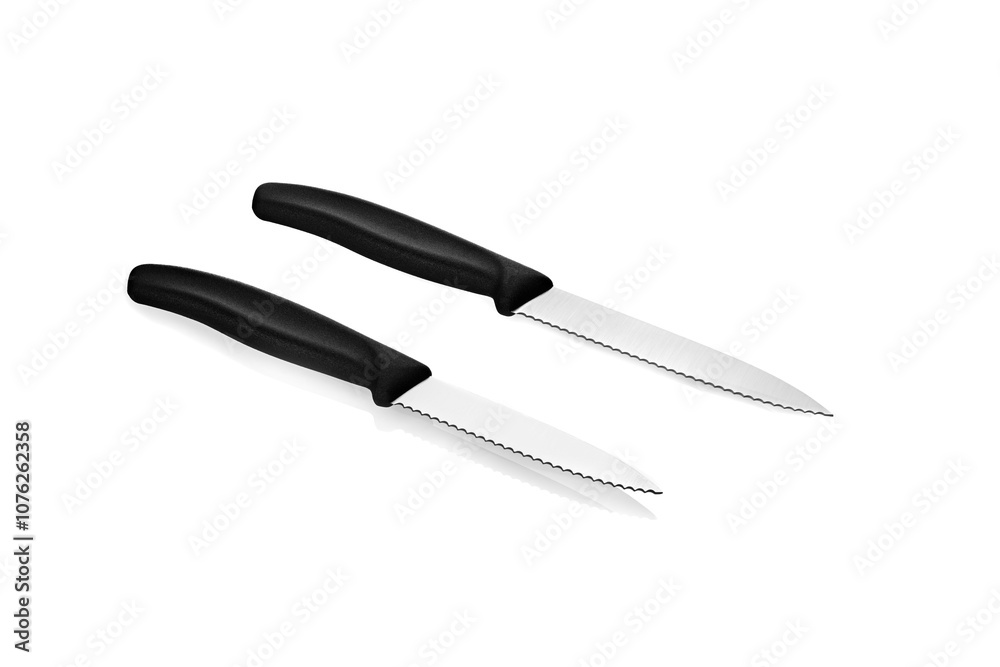Fototapeta premium Black kitchen knives isolated on white background 