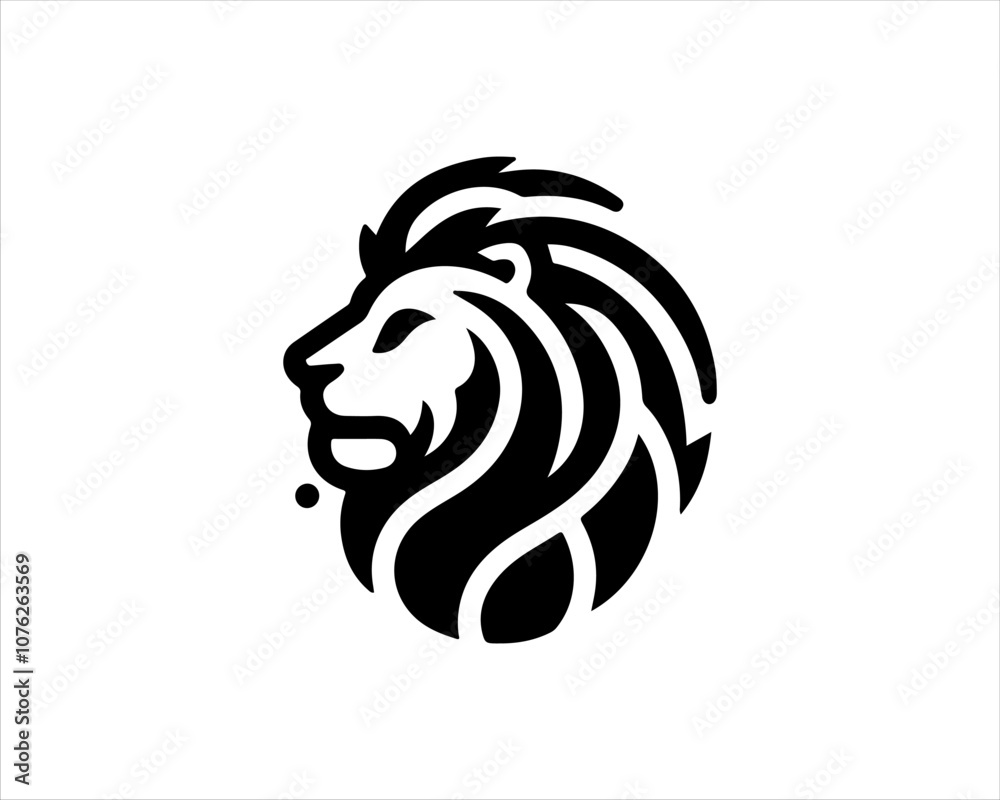 Lion head logo icon vector. Silhouette simple. Flat style lion. Lion face logo design template. Vector illustration Animal Logotype concept. 
