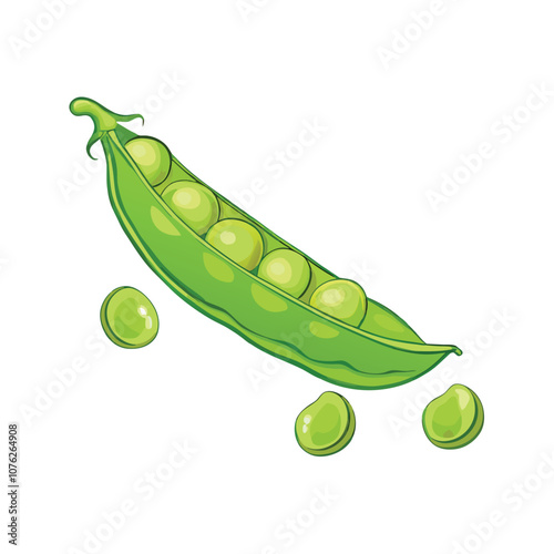 Vector Cartoon Green Peas Pod illustration