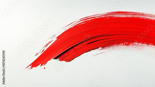 Red Brush Stroke on White Background