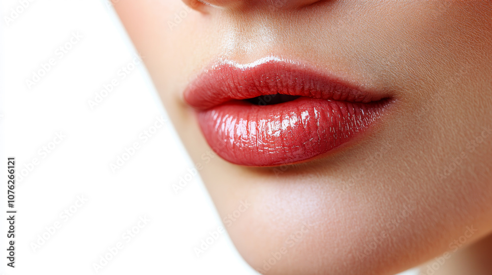 Fototapeta premium Close-up of glossy red lips