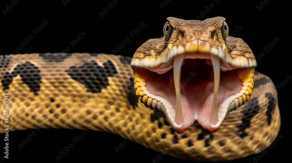 Close-up of a Venomous Snake with Fangs Bared Close-up of a Venomous Snake with Fangs Bared