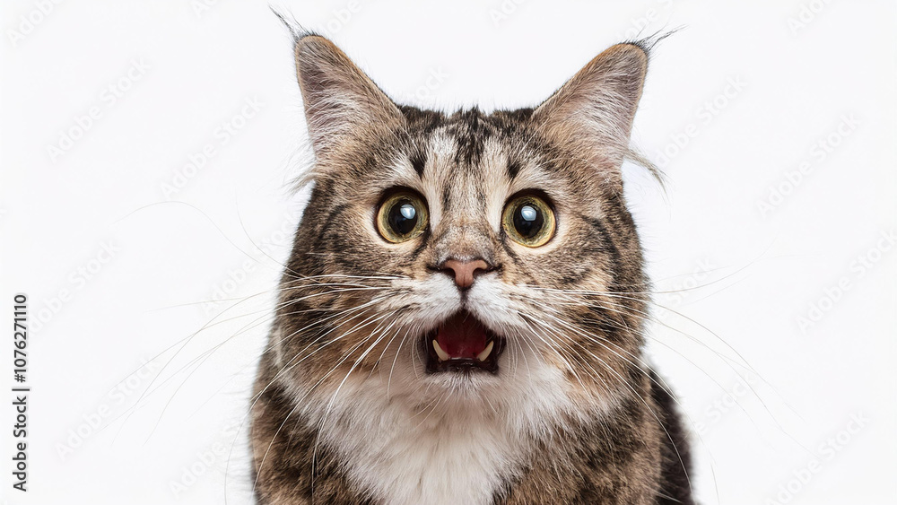 Angry and surprised cat isolated on transparent png background with a funny and excited expression. Angry and surprised cat isolated on transparent png background with a funny and excited expression.
