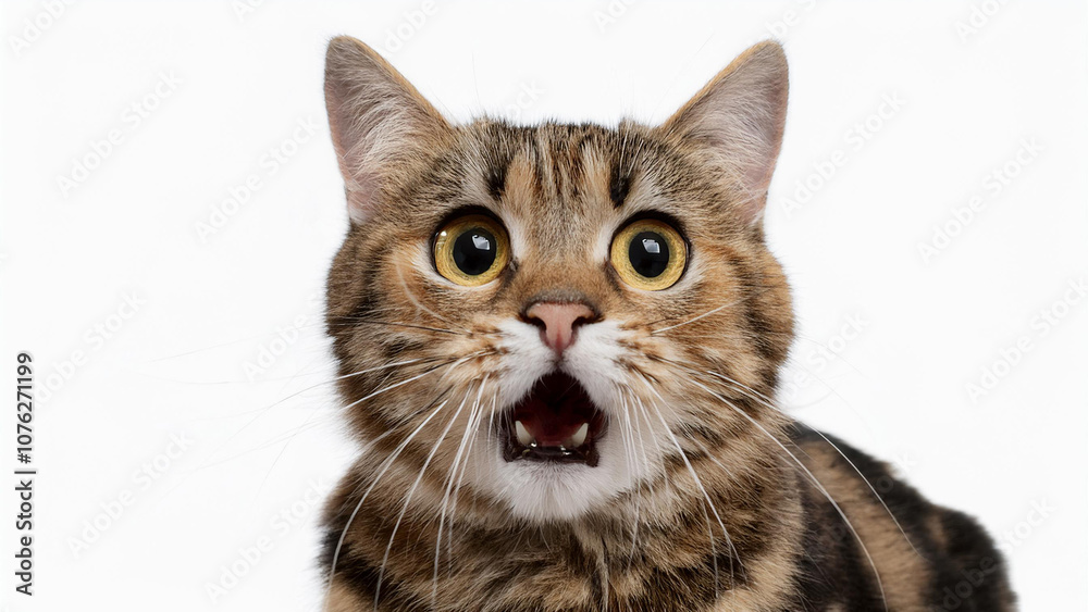 Angry and surprised cat isolated on transparent png background with a funny and excited expression. Angry and surprised cat isolated on transparent png background with a funny and excited expression.