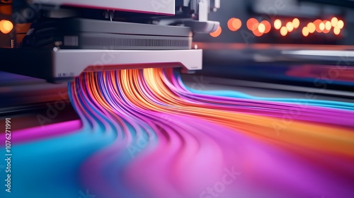 Wallpaper Mural Colorful Ink Streaming From Printing Machine. photo art for presentation and wallpaper Torontodigital.ca