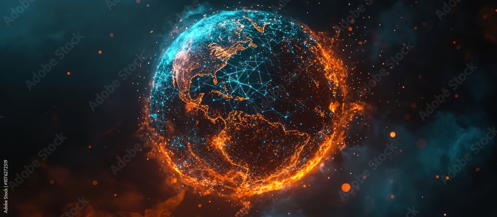 A Blazing Earth Surrounded by Networked Connections A Blazing Earth Surrounded by Networked Connections
