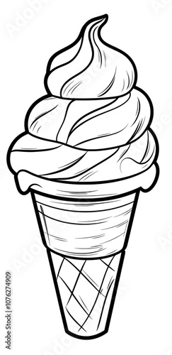 Logotype for ice cream cone icon isolated on transparent background. Modern sweet vanilla desert sign. Trendy black flat line modern chocolate cram symbol for web site design.