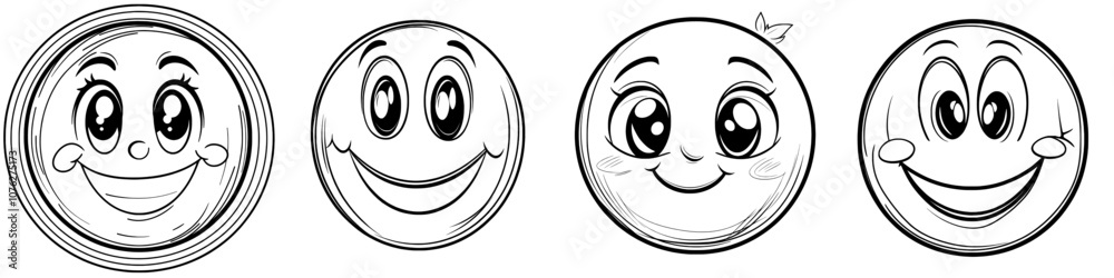 Line art icon of a smiley face or emoticon Line art icon of a smiley face or emoticon