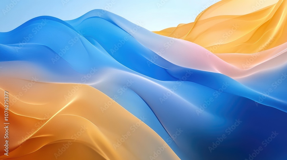 A smooth 3D wallpaper with a gradient of colors, transitioning from cool blues to warm golds A smooth 3D wallpaper with a gradient of colors, transitioning from cool blues to warm golds