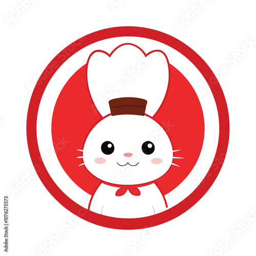 Minimalist Cute Rabbit Logo Vector - Adorable Bunny Icon for Modern Branding, Pet Illustrations, and Nature-Themed Designs photo