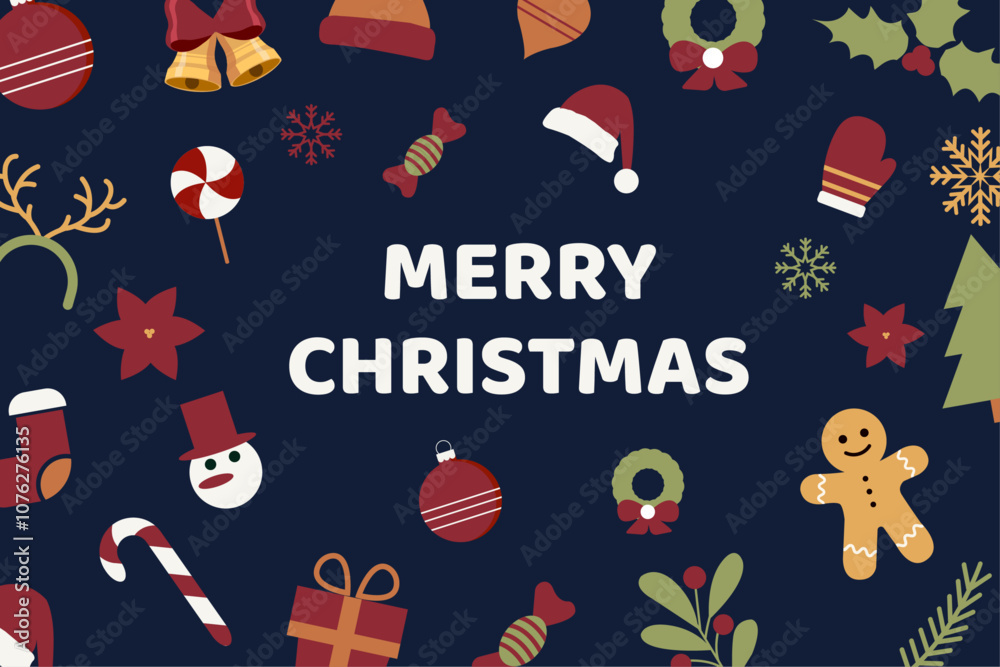 Obraz premium Merry Christmas and Happy New Year design for banner, card, cover, poster, advertising, wallpaper.