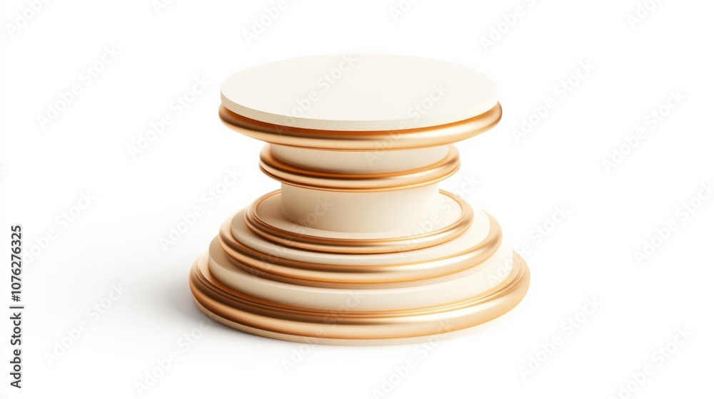 3D round rendering icon of a podium, in center, in white background, 3D round rendering icon of a podium, in center, in white background,