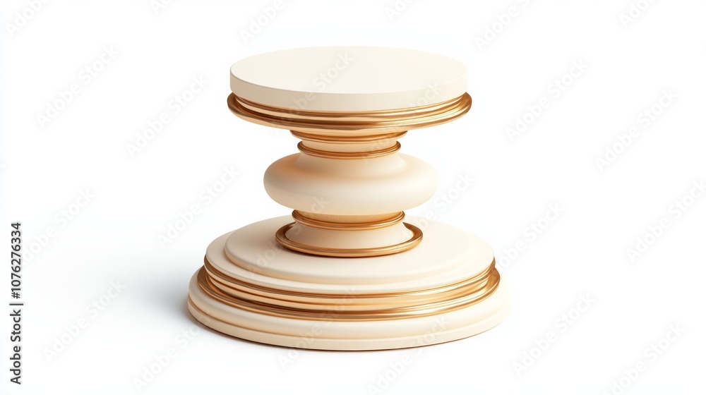 3D round rendering icon of a podium, in center, in white background, 3D round rendering icon of a podium, in center, in white background,