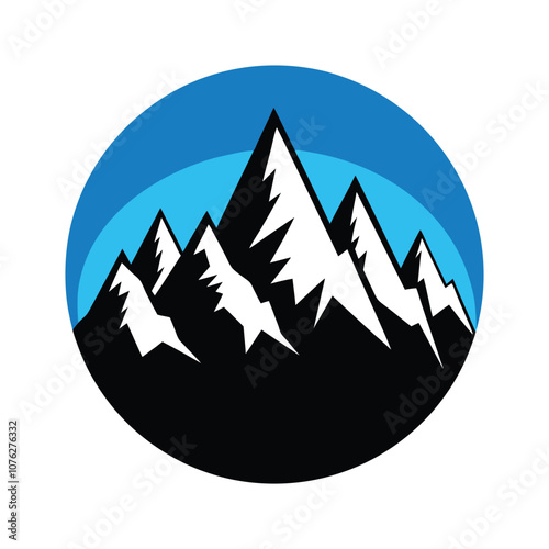 Snow-Capped Mountain Peaks Vector Logo - Minimalist Scenic Illustration for Adventure, Outdoor Travel, and Wilderness Branding photo