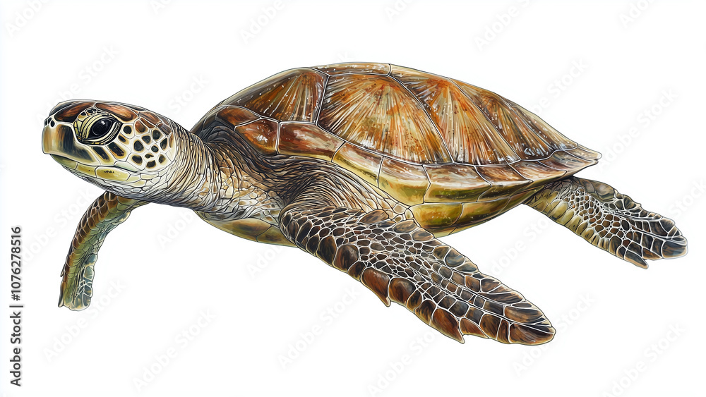 Obraz premium Transparent Elegance: Sea Turtle Gliding in Clear Water