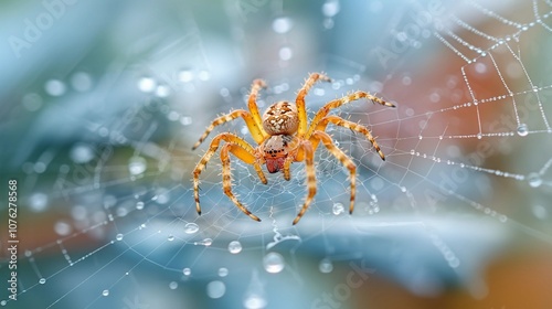 spider web with dew drops