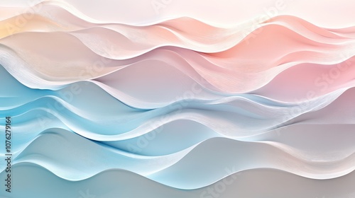 Soft 3D wallpaper with undulating waves in pastel colors, creating a calming and serene atmosphere