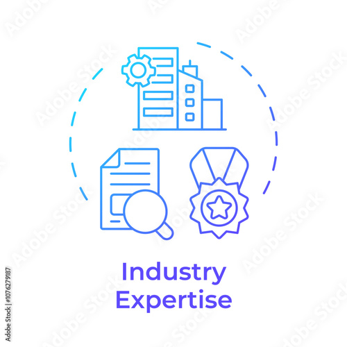 Industry expertise blue gradient concept icon. Choosing factoring company. Proven specialized knowledge. Round shape line illustration. Abstract idea. Graphic design. Easy to use in article