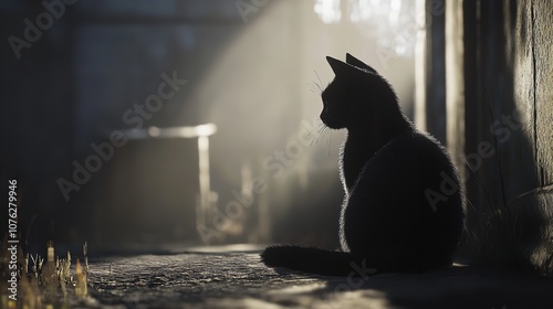 Black cat. Silhouette

 photo