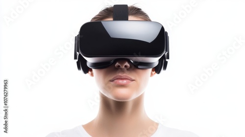 A person using VR goggles, completely immersed in a virtual world.